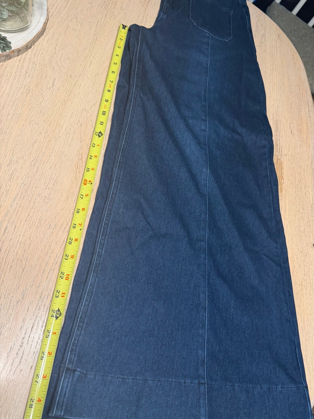 HALARA FLex High Waist Pocket Dark Wash Wide Leg Soft Stretch Jeans SZ Large 70s - Picture 10 of 10